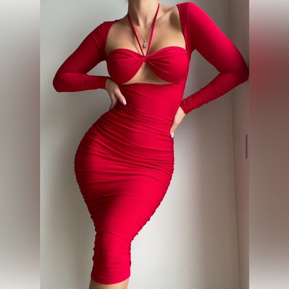 Red midi Club London dress